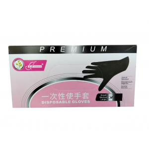 П17153 Рукавички PREMIUM латексні,чорні 100шт.уп. (S,М) 